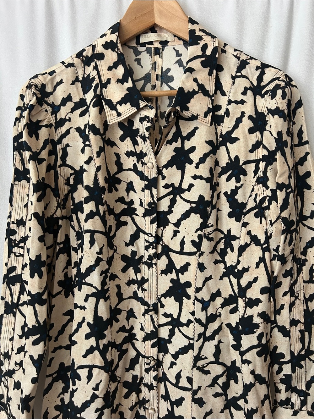 Ulla Johnson Cream Abstract Floral Print Long Sleeve Short Dress **Size 12**🌺🌺 - Picture 4 of 7